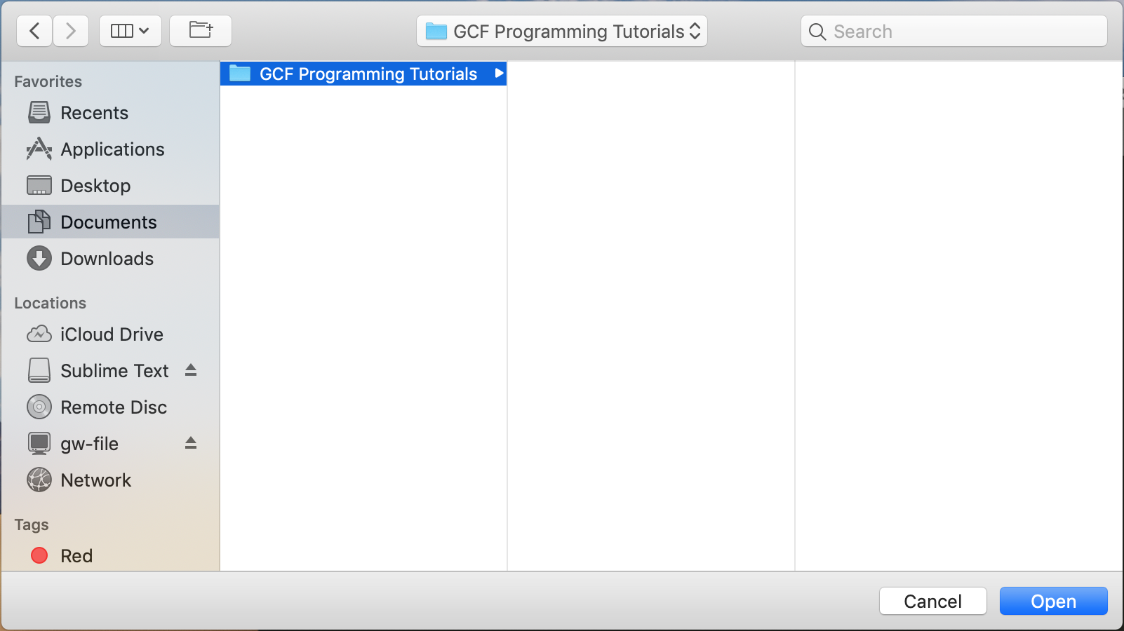 Pressing the open button on macOS Pressing the open button on macOS